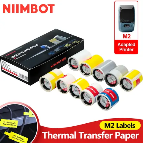 NIIMBOT M2 10 롤 컬러 케이블 스티커 통신 산업 라벨 Niimbot m2 전송 프린터 용 케이블 용지 방수 UV
