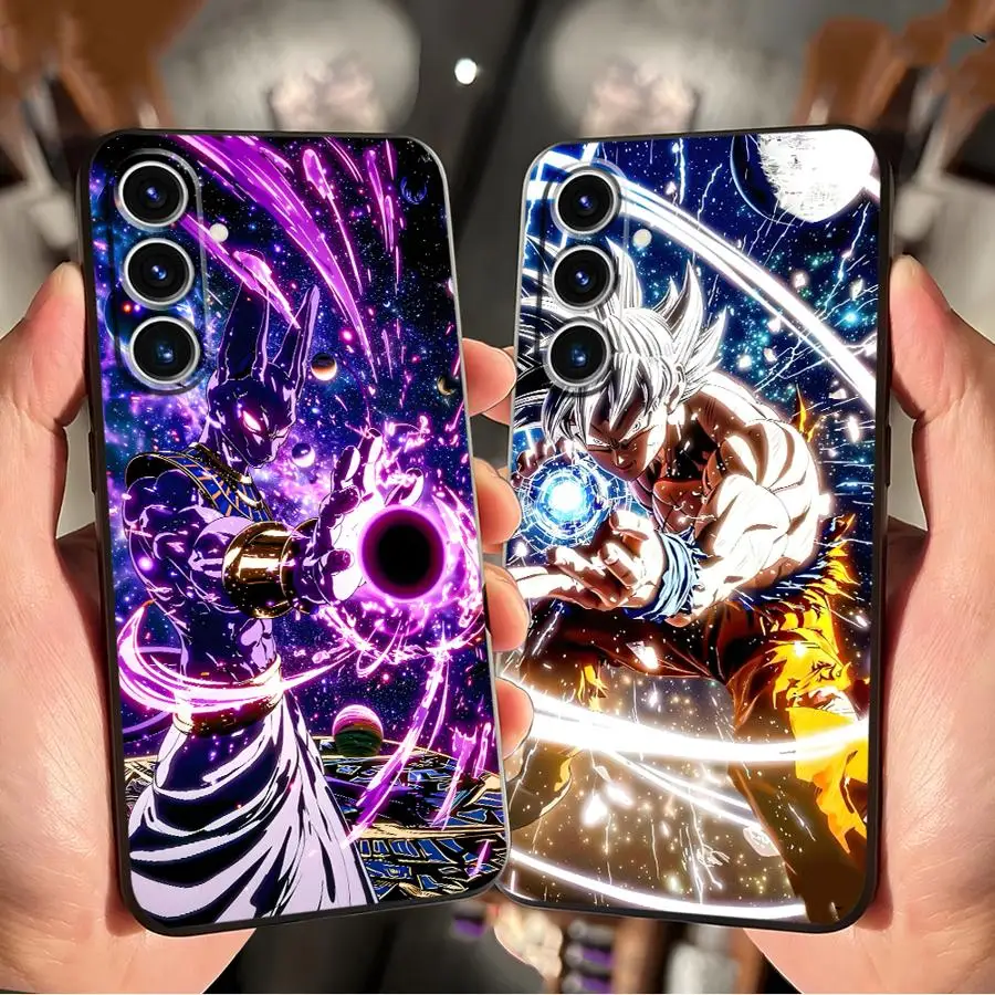 Funda Dragon Ball Son Goku Vegeta Beerus para Samsung Galaxy S24 Plus S23 Ultra S20 S25 Edge S21 FE, funda negra suave para teléfono