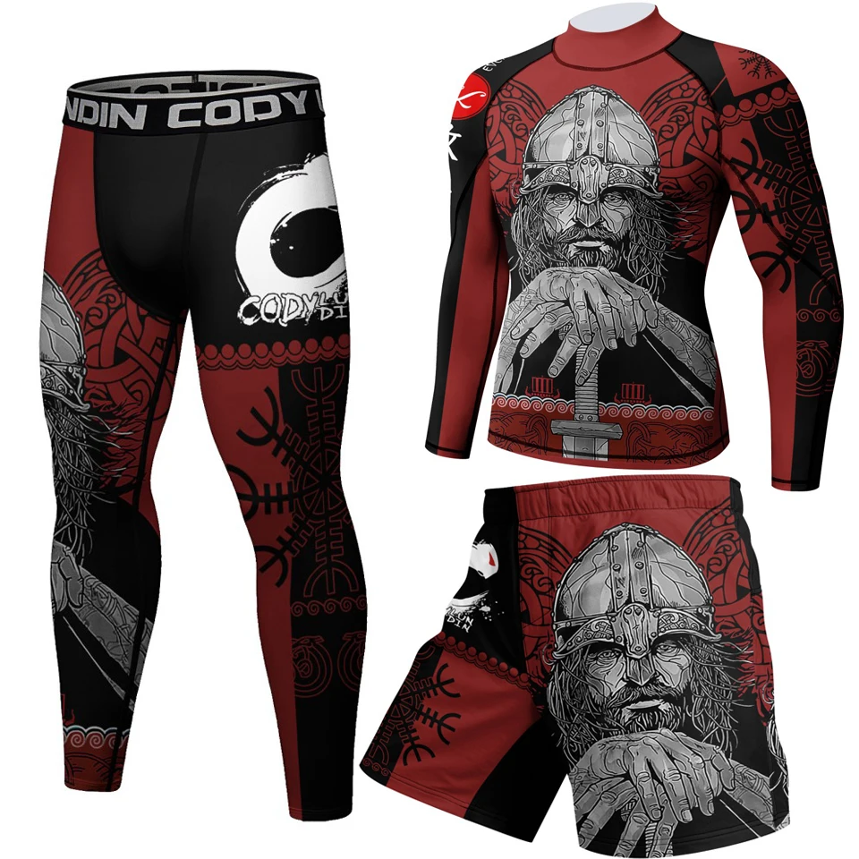 New Men's Jiu Jitsu Mma T-shirt+Pants Sets Sport Muay Thai Shorts Boxing Kimono Bjj Rashguard for Men Clothing Boxeo Sportswear