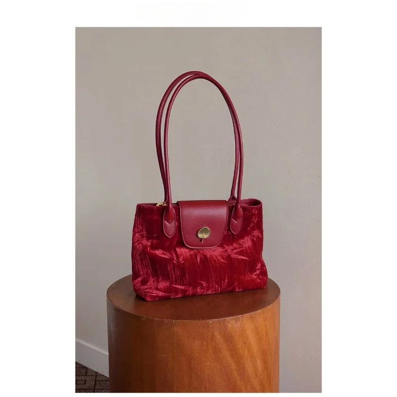 Original New Chinese Style National Style Shoulder Bag Red Christmas New Underarm Shoulder Handbag for Women 2023 Winter