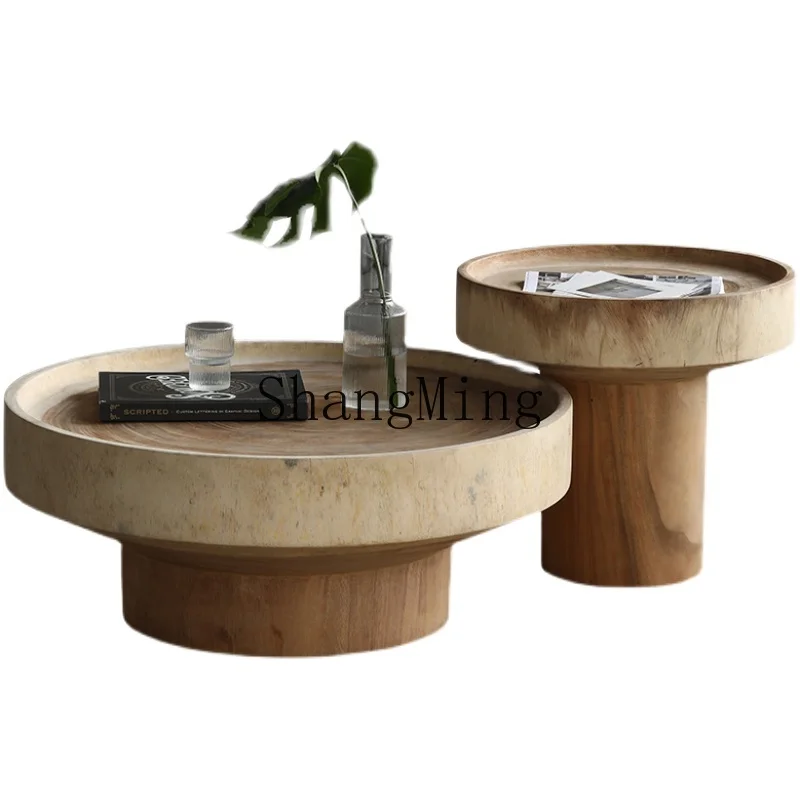 

SM solid wood living room disc coffee table new creative light luxury minimalist modern log furniture