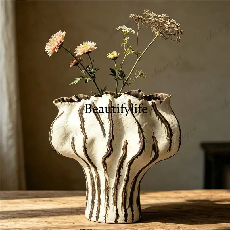 A95 ceramic vase hand-painted striped home decoration ornament flower arrangement device