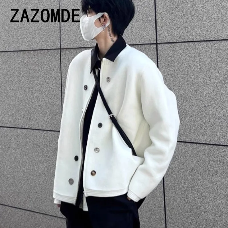 ZAZOMDE Men\'s Clothing Luxury Knit Cardigan Sweater Retro Zipper Long Sleeve Stylish Korean Popular Solid Color Leisure Knitwear