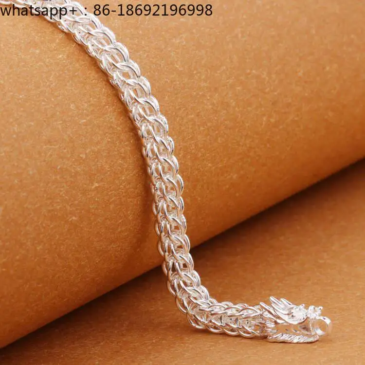 Bracelet Men's Sterling  999 Foot  Lantern Chain Faucet Hip Hop Trendy Men's Silver Hand Jewelry