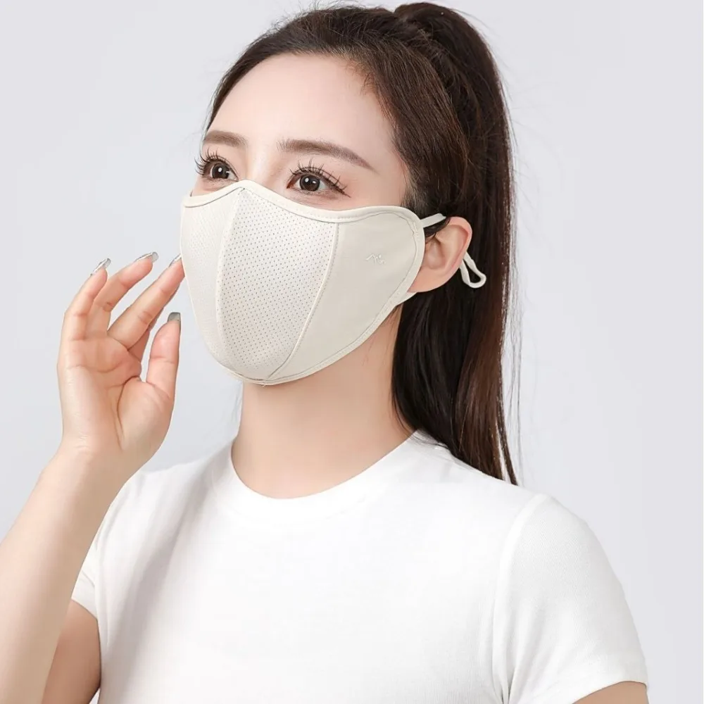 New Breathable Ice Silk Mask Washable Dustproof Riding Face Mask Mesh Anti-UV Anti-sun Mask Four Seasons