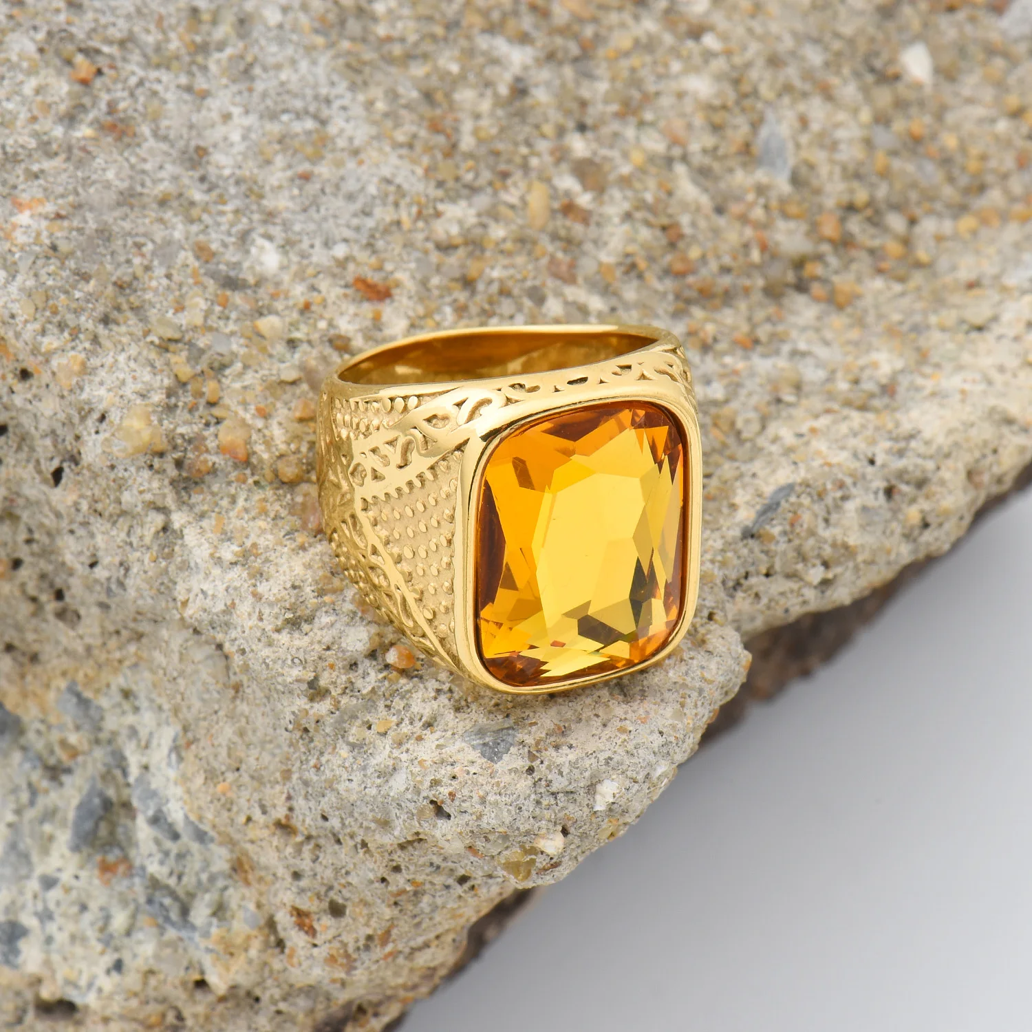Men's High Quality Vintage Stainless Steel Gemstone Styles Ring Jewelry - Image 5