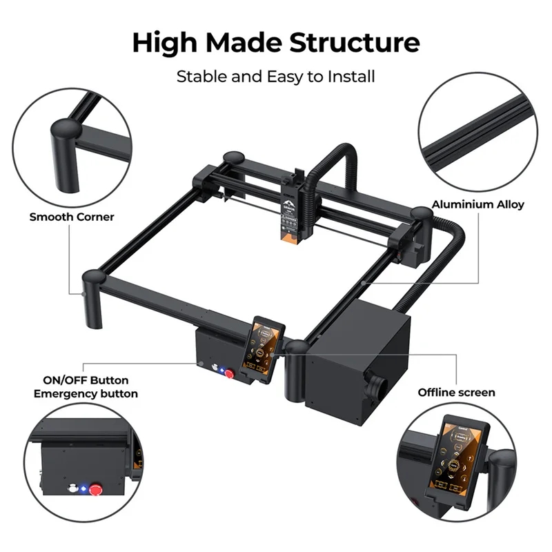 AENBUSLM 40x40 cm CNC Laser Engraver Machine with Wifi Offline Control Engraving Laser Module 3D Printing Wood Cutting DIY Tools