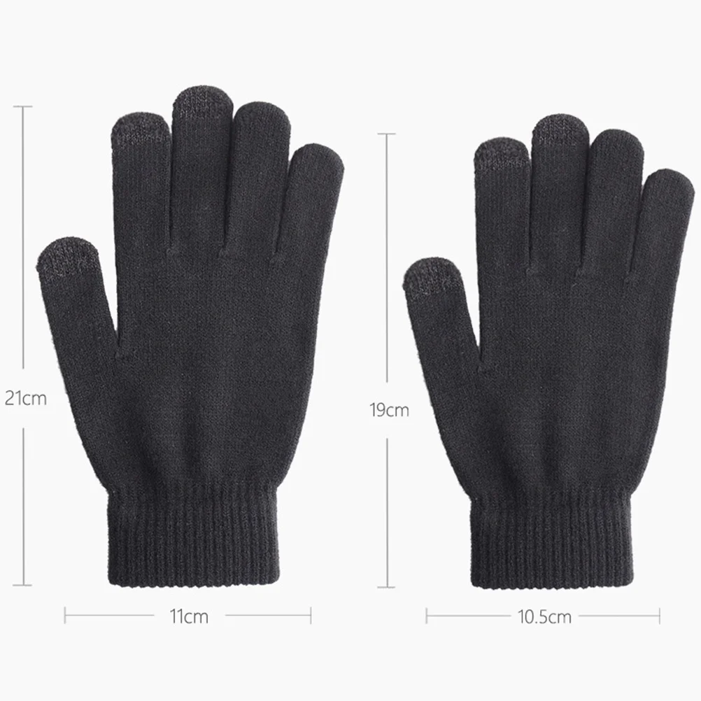 

Men Thicken Screen Touch Knitted Warm Gloves Outdoor Anti-Slip Anti-Wind Thickened Gloves Black Glove for Gentlemen