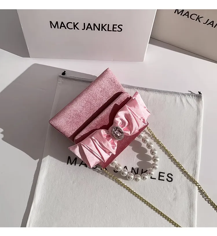 Luxury Designer Velvet Women Handbag Fashion Satin Bow Knot Glitter Diamond Evening Bag Wedding Party Clutch Purse Crossbody Bag