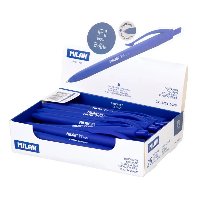 MILAN Caja Expositora 25 Bolígrafos P1 Touch Azul