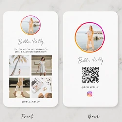 Custom Instagram Photo Social Media Business Cards Pink Credit Calling Card Personalized Thank You Card With Logo and QR Code