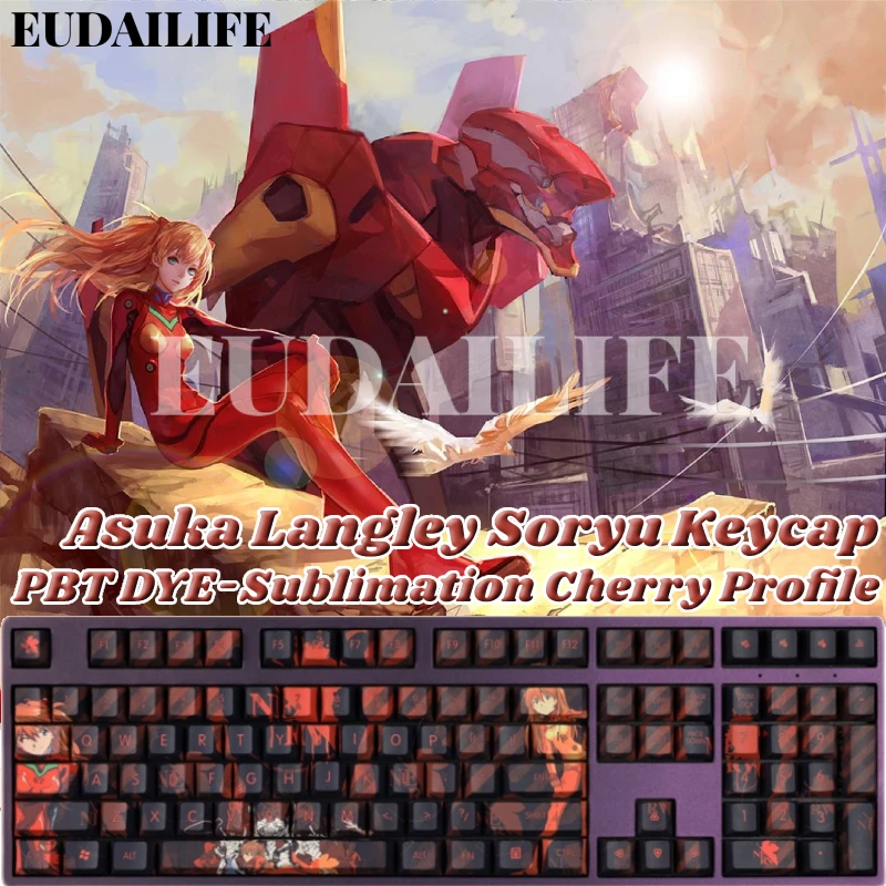 

Anime EVA Asuka Langley Soryu 108 Key PBT DYE Sublimation Cherry Profile MX Cross Axis Switch Keycap Mechanical Keyboard Gift