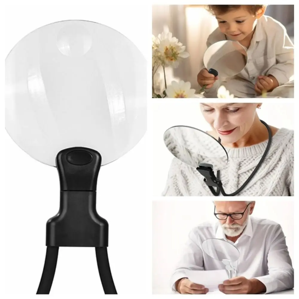 

Reading 3X/10X Magnifying Glass Large Neck Hanging Hands Free Magnifier Black Durable Adjustable Magnifier Gifts for Elderly