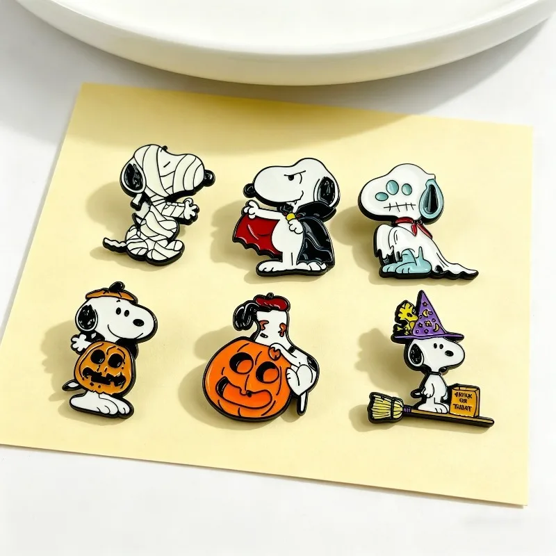 6Pcs/Set  Halloween Enamel Pins Cute Cartoon Dog Brooches Kawaii Lapel Pins for Backpacks Hats Halloween Gifts for Fans
