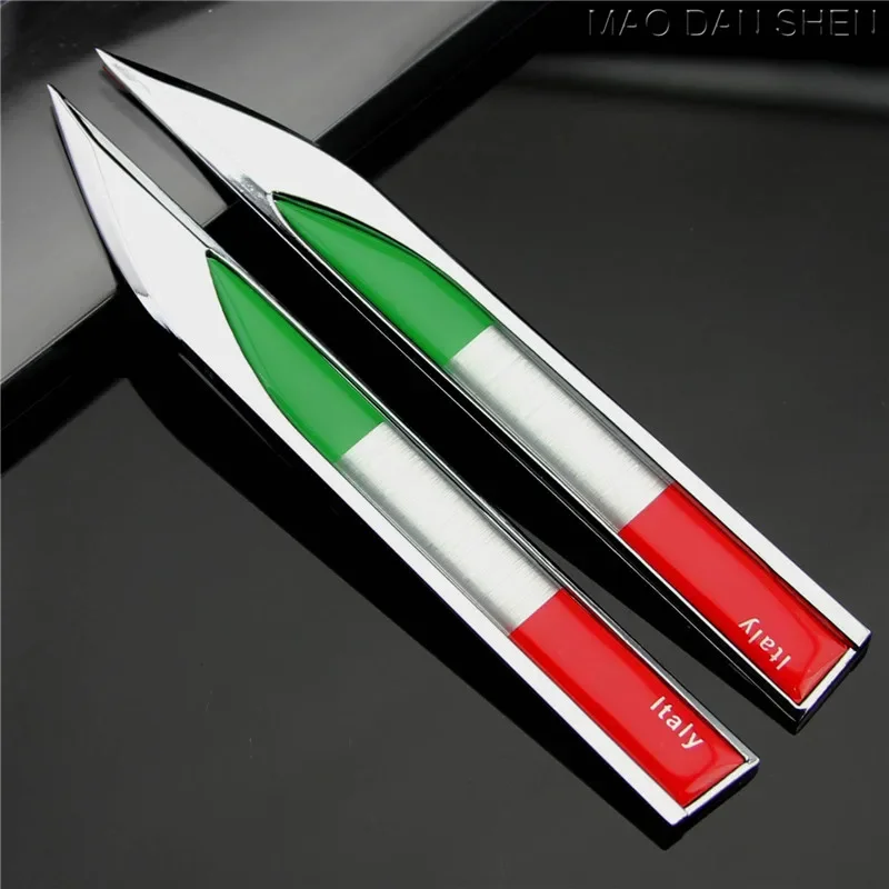 

Auto Car Metal 3D Sticker Knife Badge Emblem Decal Italia Flag fit for Alfa Romeo Fiat 2pcs/set
