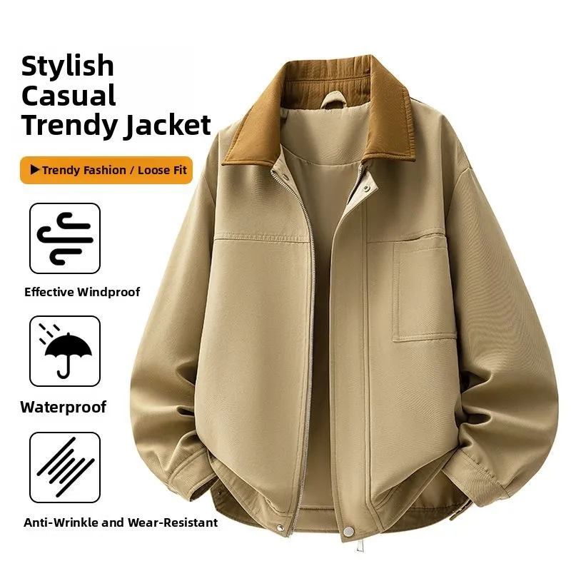 

Large Size M8XL Jaet Men's Flip Collar Fake Denim Luxury Busin plus Size Trendy Brand Fat Clothes Straight Leg High Wais...