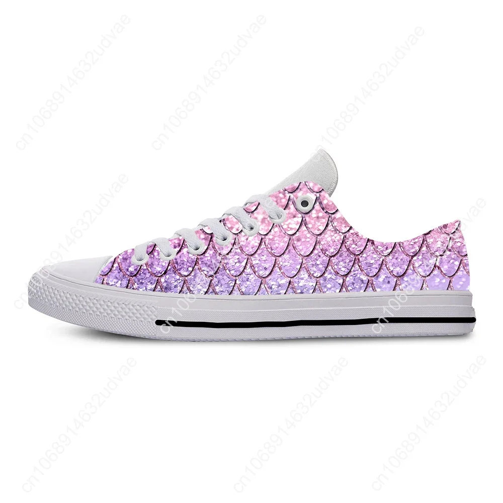 Hot Cool Mermaid Fish Scale Cartoon Cute Lovely Fashion Casual Shoes Low Top Mens Womens Female Sneakers Classic Board Shoe