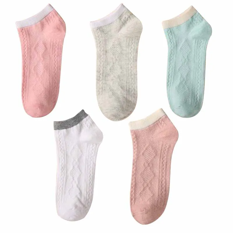 

5 Pairs Women Socks Spring Summer Breathable Cotton Boat Socks Thin Section Women's Ankle Socks Girls Female Invisible Socks