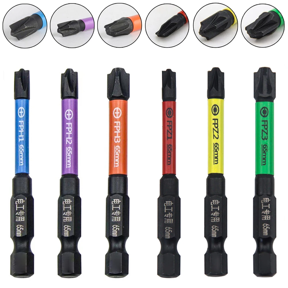 Professional For Electrician's Special Cross Screwdriver Bit Set Alloy Steel Rustproof Magnetized 6pcs 65mm Length