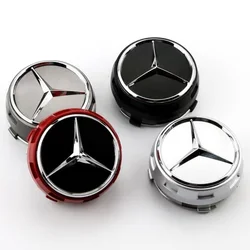 4pcs 75mm Black Red Raised Car Styling Wheel Center Cap Hub Covers Badge Car Accessories For Mercedes Benz AMG A0004000900