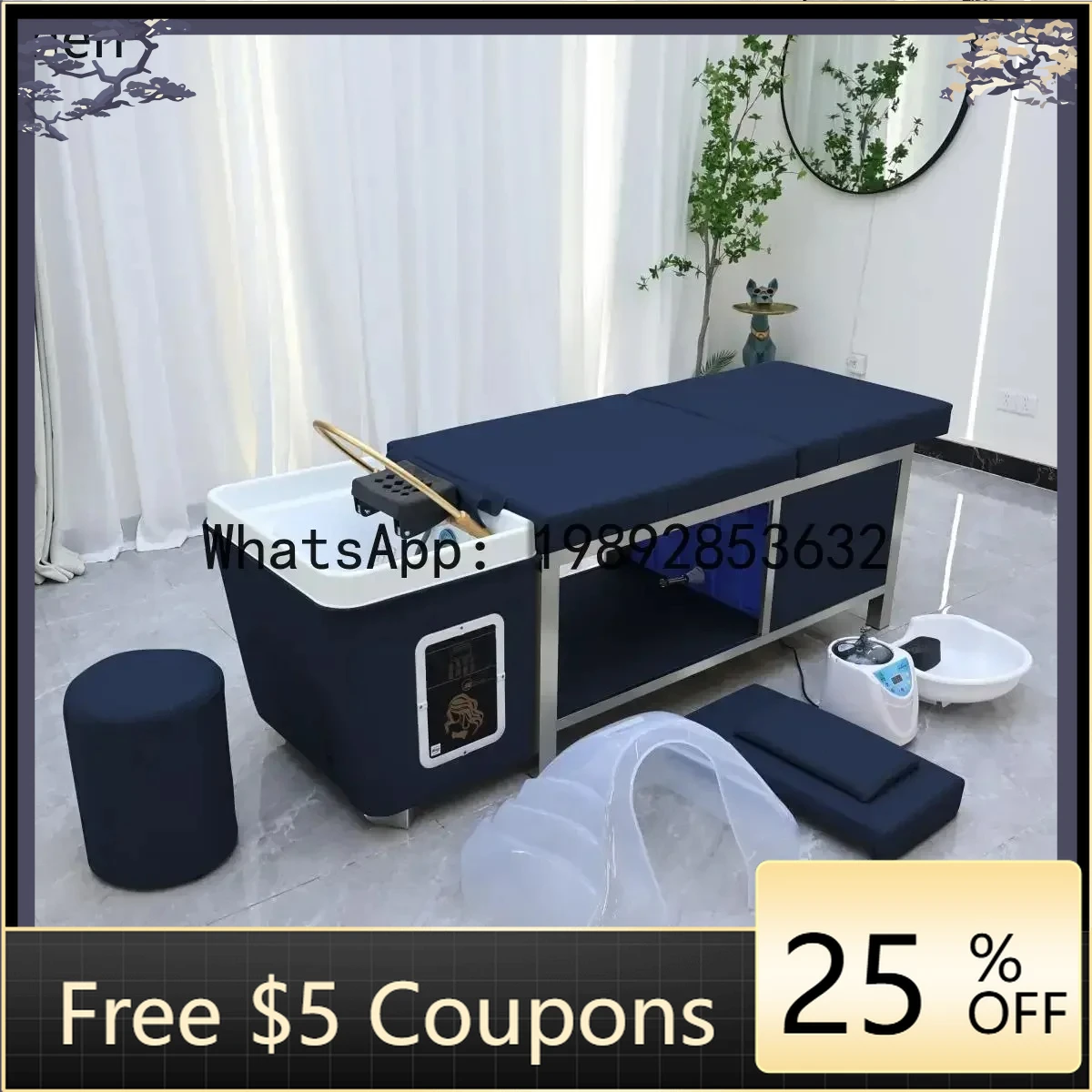 AB  free connection up and down water storage shampoo bed water circulation fumigation barber shop special beauty salon decor