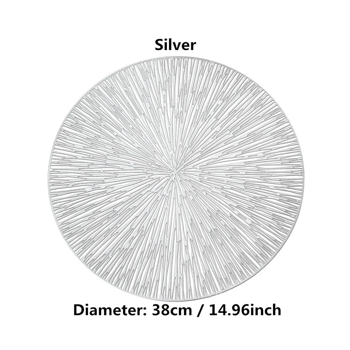 4PCS Round Placemats Restaurant Hollow PVC Decoration Meal Mat Anti-Hot Dining Table Line Mat Steak Plate Pad Silver