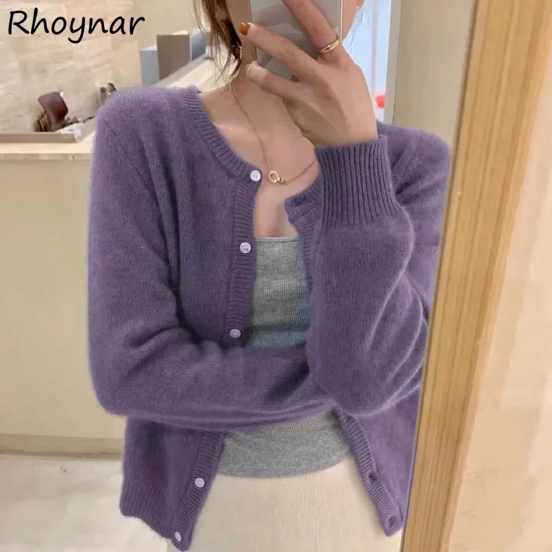 

Cardigan Women Spring O-neck Solid All-match Casual Cozy Chic Ins Streetwear Students Young Ladies Korean Style New Arrival 2022