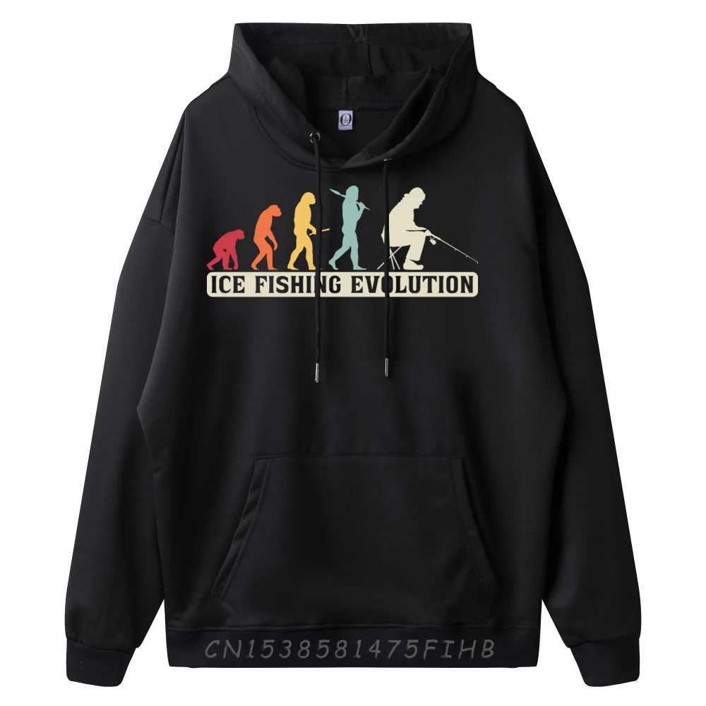 Ice Fishing Lovers Retro Vintage Ice Fishing Evolution Grpahic Tee Mens Custom Hoodies HOLIDAYS