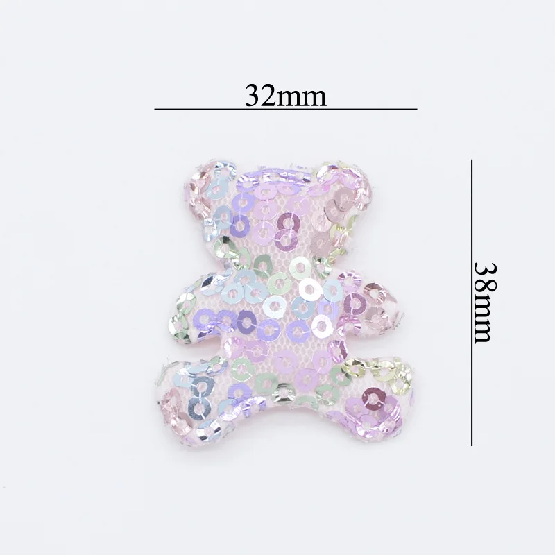 12Pcs Upscale Glitter Sequins Bear Appliques Padded Patches for DIY Baby Girl's Hair, Clip, Band, Headdress, Bow Decoration