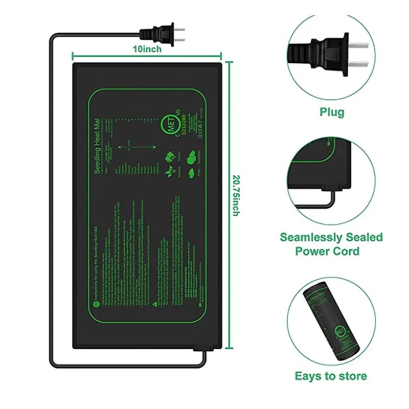 A21I-MET Certified Seedling Heat Mat, Waterproof Durable Germination Station Heat Mat, Warm Hydroponic Heating Pad - Image 6