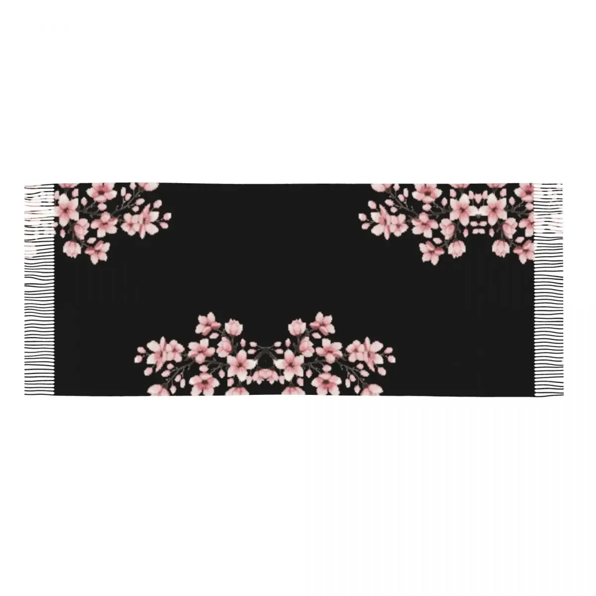 Luxe Vintage Bloemen Kersenbloesems Kwastje Sjaal Vrouwen Winter Herfst Warme Sjaals Wraps Lady Japanse Sakura Bloemen Sjaals