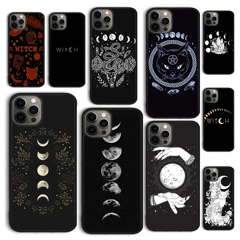 Autumu Witch Witches Moon Phone Case Cover for iPhone 15 12 mini X XS XR 11 13 14 Pro Max SE 2020 Apple 6S 7 8 Plus Coque