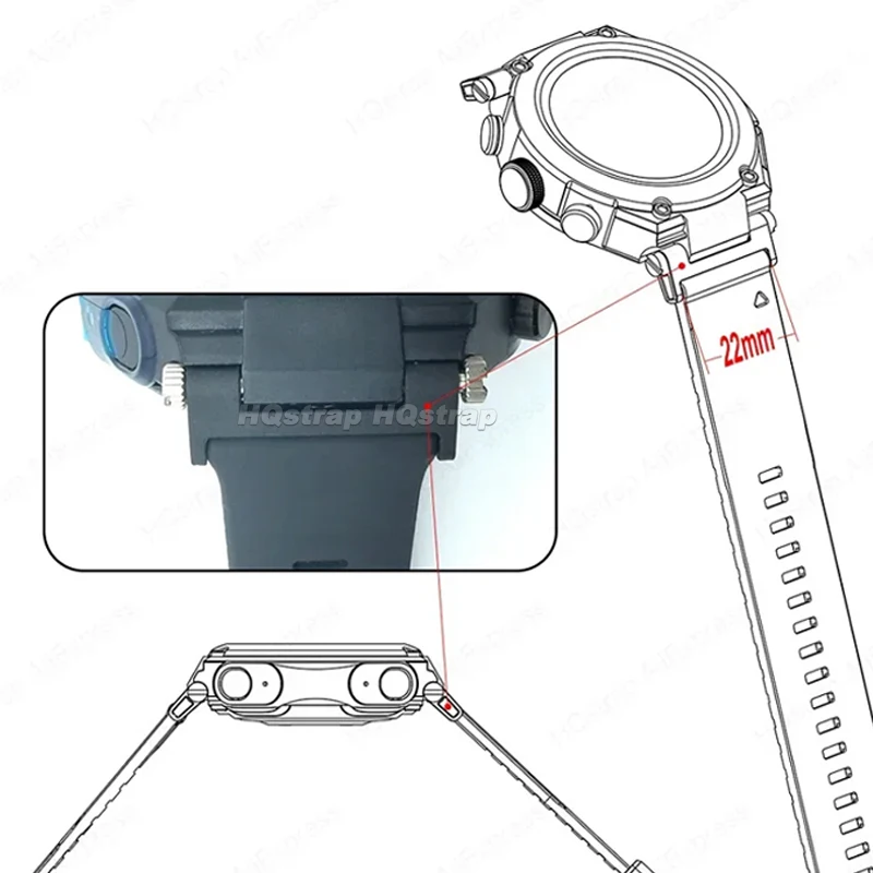 T92 스마트 시계 스트랩에 대 한 2pcs 시계 밴드 어댑터 커넥터 블랙 금속 팔찌 커넥터 범용 교체 액세서리