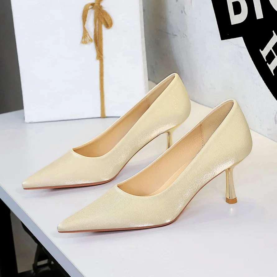 

Shoes Women High Heels Wedding Pointed Toe Pumps Fashion Shallow Heel Slip on Slides Sexy Stiletto Office Pump Sandalias Mujer