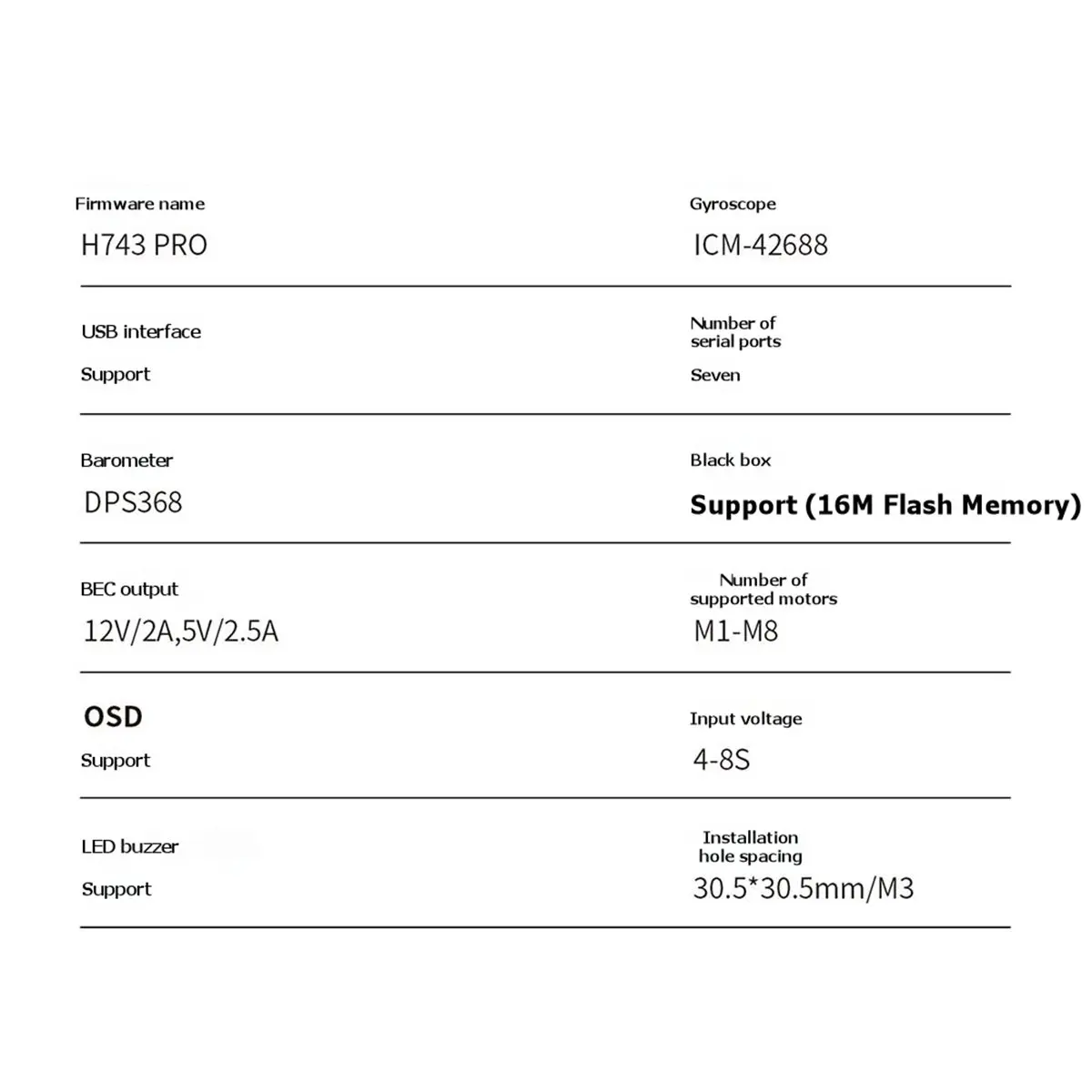 

DTC5 H743 PRO FLIGHT CONTROLLER STM32H743 480Mhz ICM-42688 Gyro DUAL GYROSCOPE BEC for Manta 5 SE V2 RC Drone
