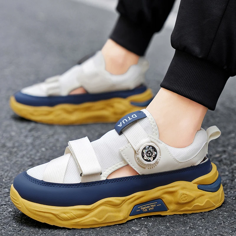 

Повседневная обувь, летняя нескользящая пляжная обувь, дышащие легкие прогулочные кроссовки, уличные мужские сандалии, модные мужские сетчатые туфли