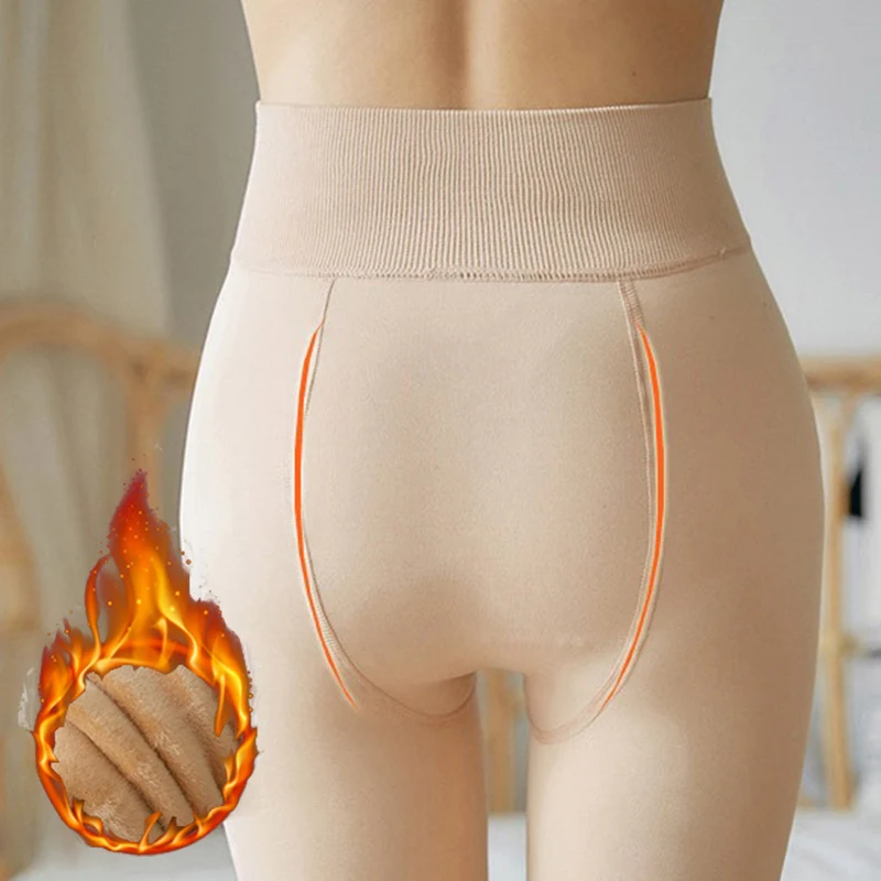 Women Thermal Leggings Warm Nude Color Stretch Pantyhose Female Sexy Versatile Black High Waist Thicken Plush Skinny Sock Pants