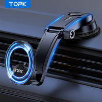 TOPK Magnetic Car Phone Mount for Magsafe,Adjustable Horizontally & Vertically Single-Hand Operation Magnetic Car Phone Holder