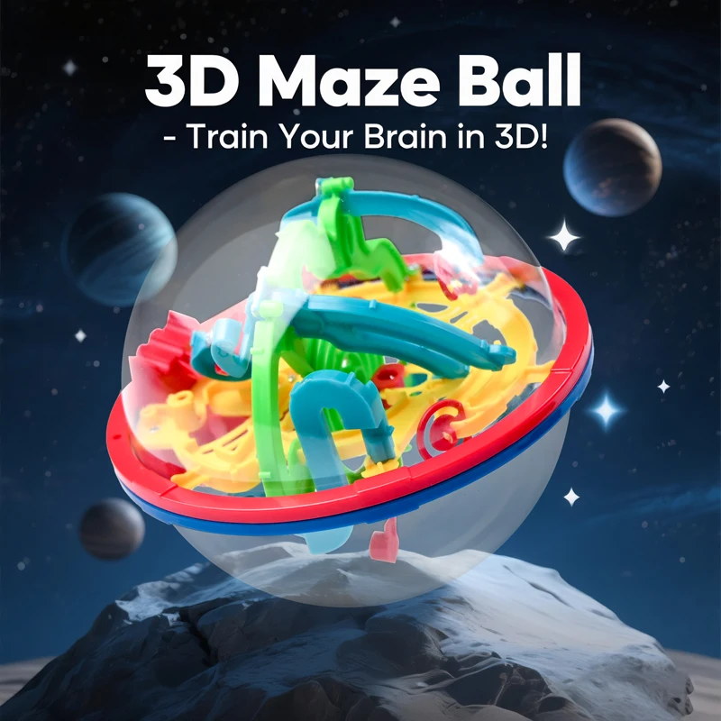 

3D Magic Ball Labyrinth Brain Teaser Smart Puzzle 100 Levels Globe Toy Educational Montessori Game for Kids