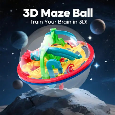 3D Magic Ball Labyrinth Brain Teaser Smart Puzzle 100 Levels Globe Toy Educational Montessori Game for Kids