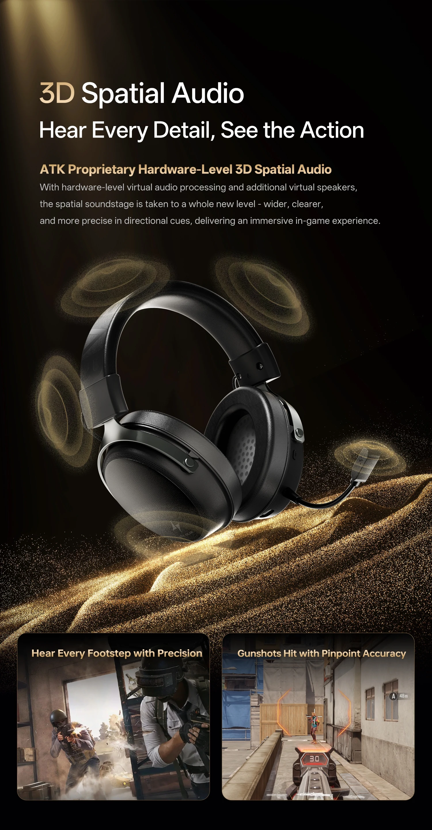 ATK N9 Pro/Ultra E-sports Headset with Mic Low latency Four Mode Wireless Gaming lightweight headphone noise reduction 2.4GHz