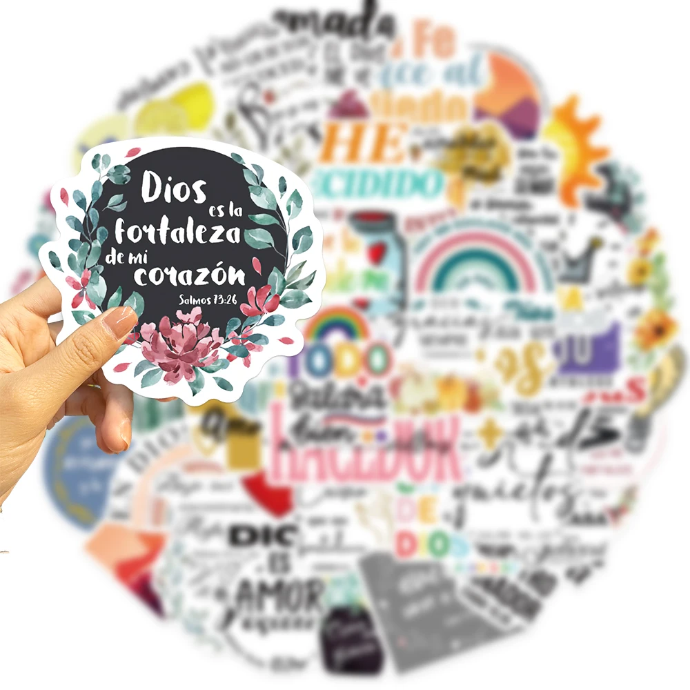 50 pezzi carino Bibbia spagnola adesivo in PVC decorazione estetica per scrapbooking materiale scolastico di cancelleria coreana per adesivi per bambini