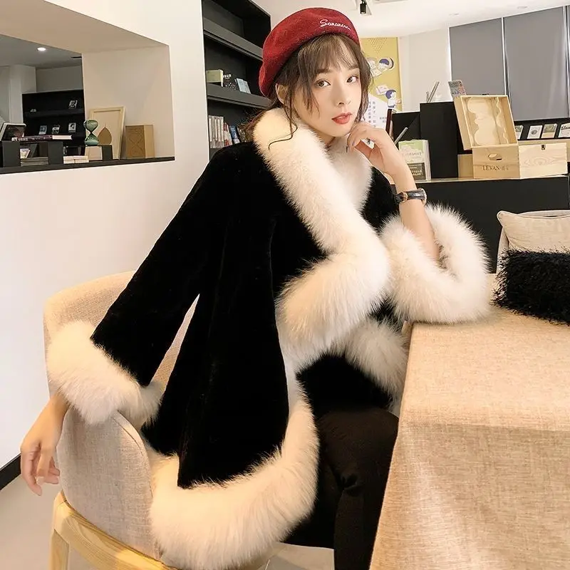 Autunno e inverno di media lunghezza Shaggy peloso spesso caldo morbido cappotto di pelliccia sintetica donna floccaggio stile Casual soffice giacca 2024 Y07