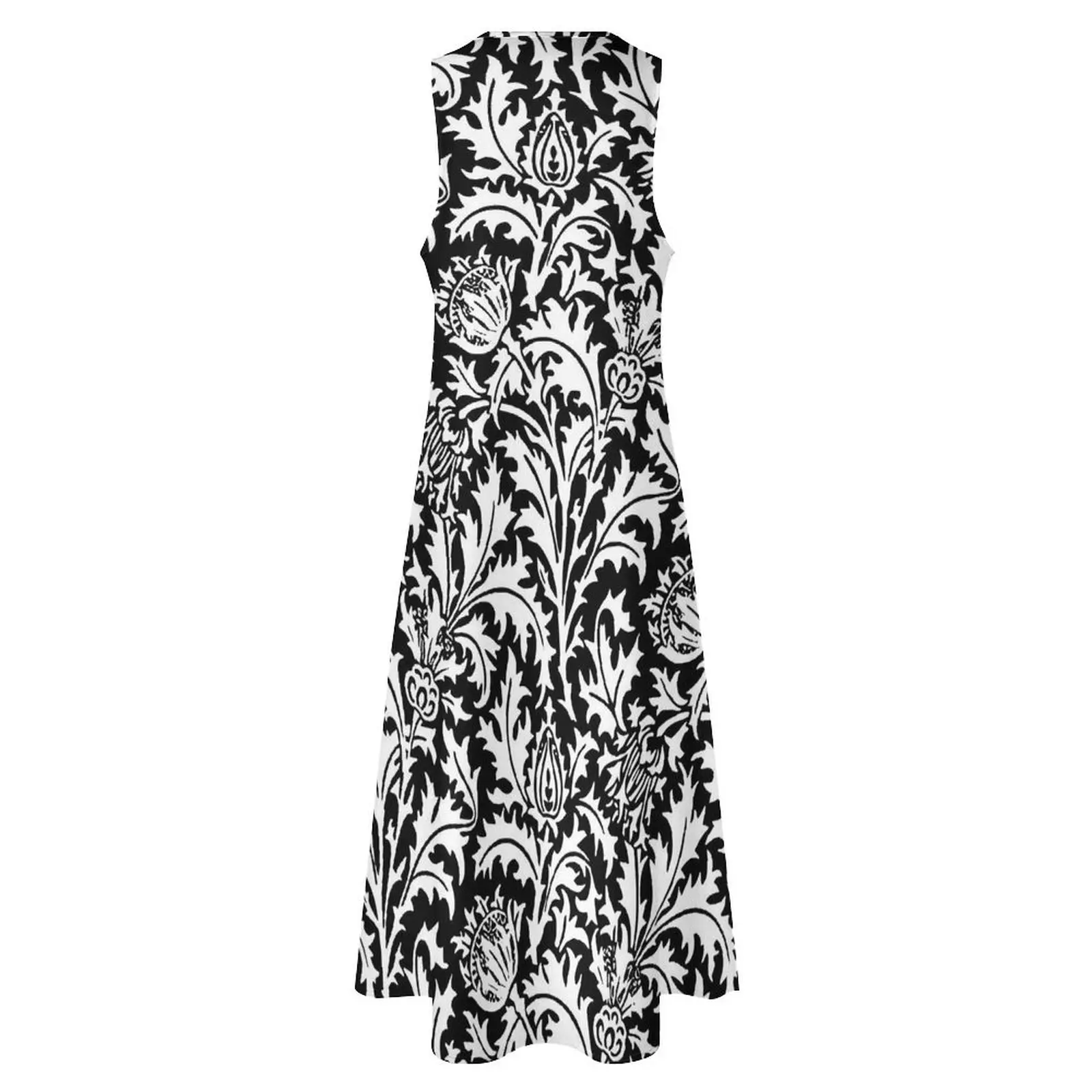 Art Nouveau Dress William Morris Damask Vintage Maxi Dress Street Wear Casual Long Dresses Summer V Neck Graphic Vestido 4XL 5XL