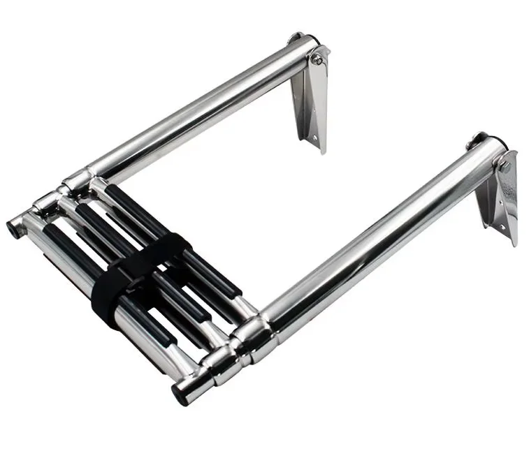 316 Stainless Steel Foldable 4-section Telescopic Ladder Climbing Ladder Pedal Yacht Marine Hardware Accessories