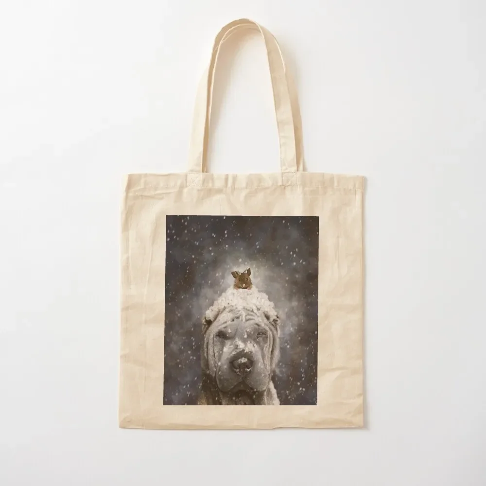 

Shar Pei and Mouse in the snow Tote Bag Shopping bags tote bag men Canvas bag