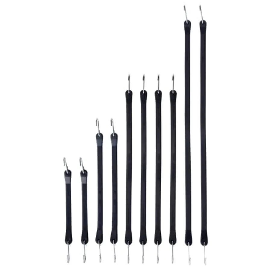 

Rubber Bungee Cords with Hooks Heavy Duty Bungee Straps Assorted Sizes with 1.8X Max Stretch and Over 176 lbs Load Black 100% E