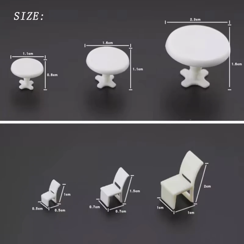 2Set Miniature Table Chairs 1:50 1:75 1:100 Scale Model Indoor Furniture For DIY Making Micro Dollhouse Decoration Dioramas