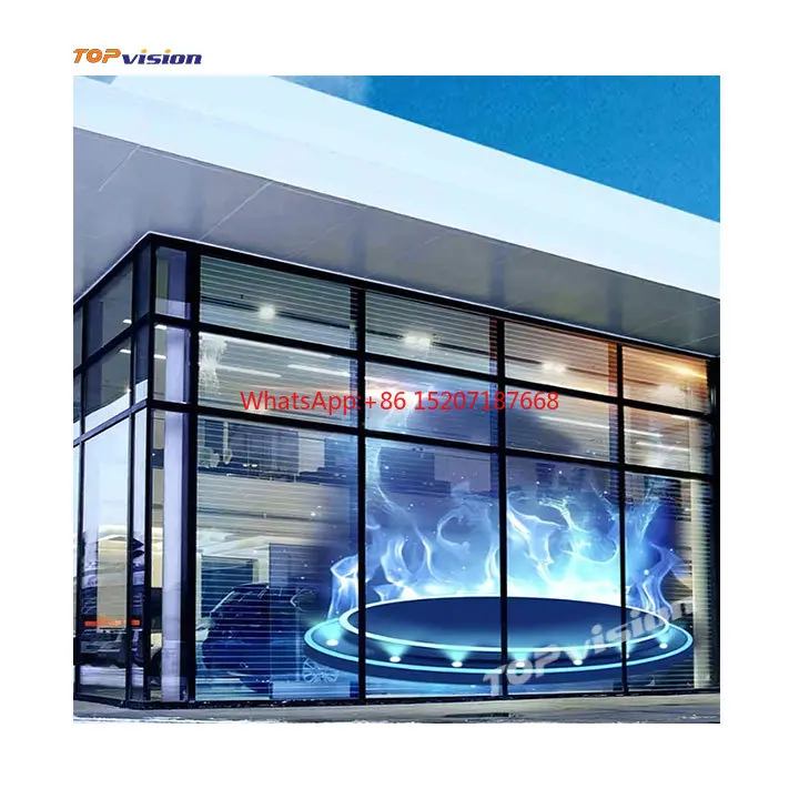 Waterproof Flexible Shopping Mall High Definition P3 P4 Transparent Film Led Scree