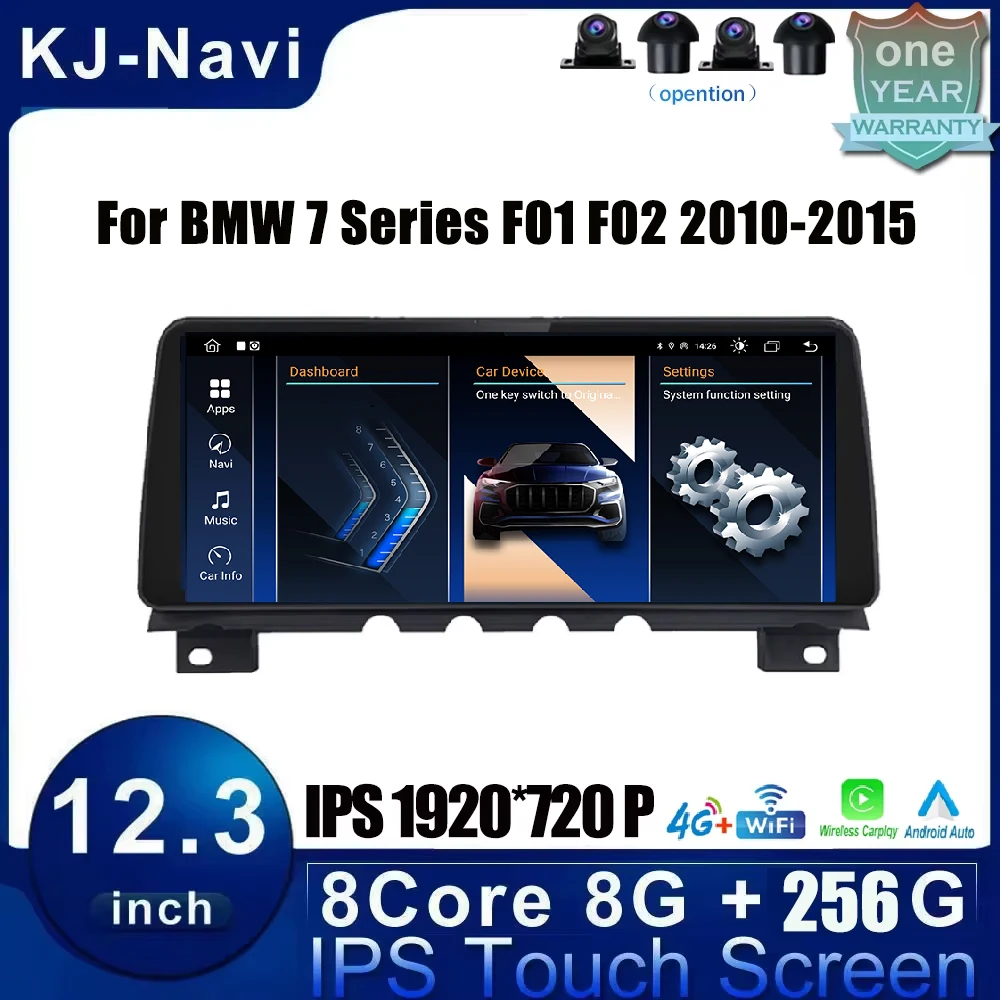 12.3 Inch GPS Navigation Android 14 For BMW 7 Series F01 F02 2010-2015 Android Auto Wireless Carplay  BT IPS Radio Stereos WIFI